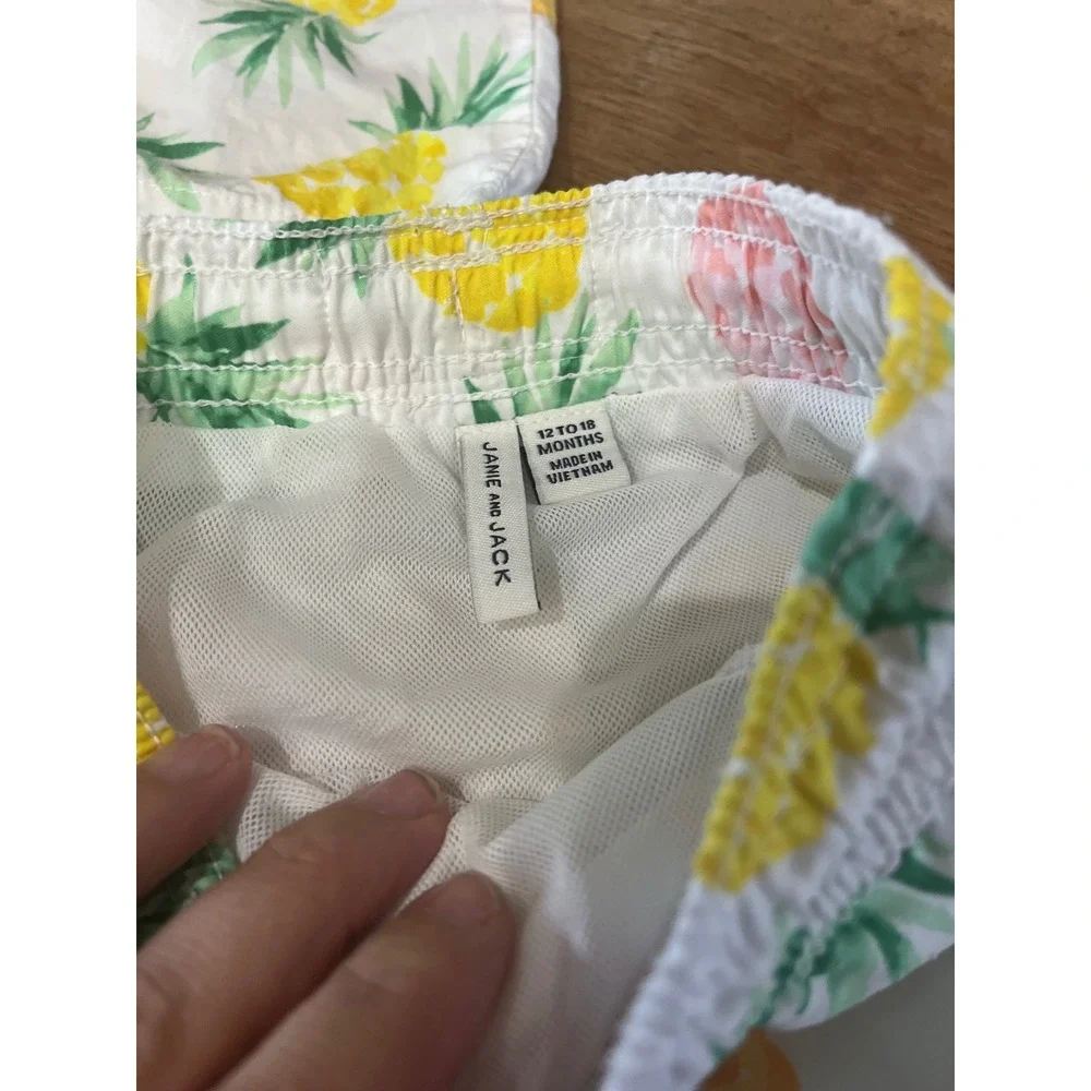 Janie and Jack Toddler Boys Pineapple Shirt and Swim Trunks‎ Set 12-18 Months